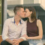 A couple in park kiss