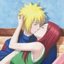 Minato Namikaze and Kushina Uzumaki kiss