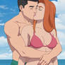 Mark and Eve kiss (in swimsuits)