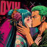 Zoro and Hiyori kiss