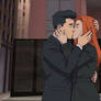 Mark and Eve kiss (in funeral)