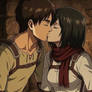 Eren Yeager and Mikasa Ackerman kiss