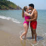 Couple in beach kiss