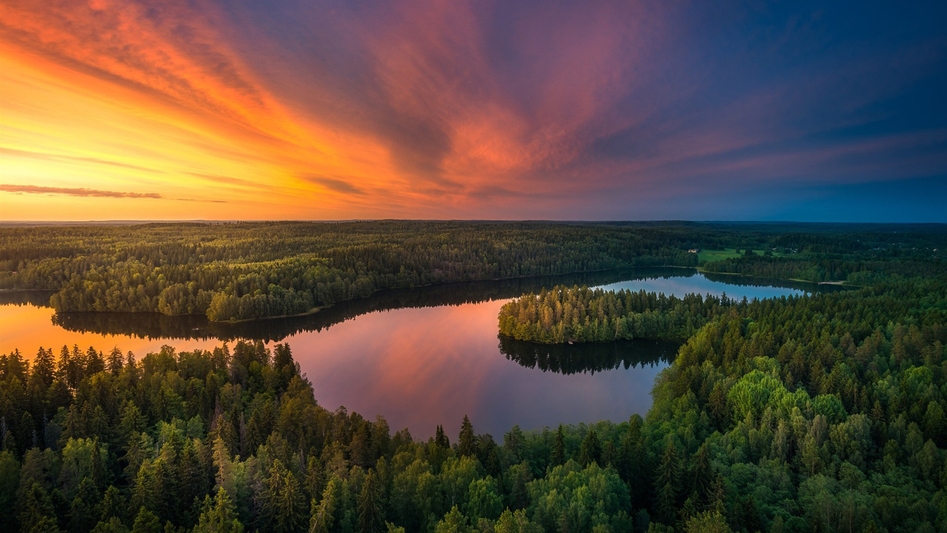 Beautiful-nature-landscape-lake-trees-forest-sunse