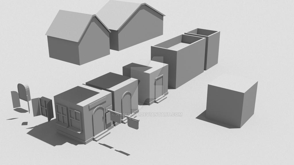 Low Poly Box Building modular low poly building by Narukay on DeviantArt