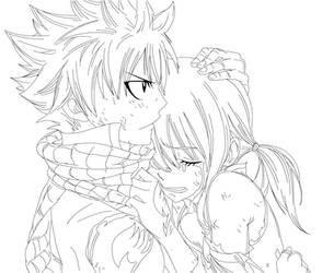 Natsu and Lucy (Line Art)