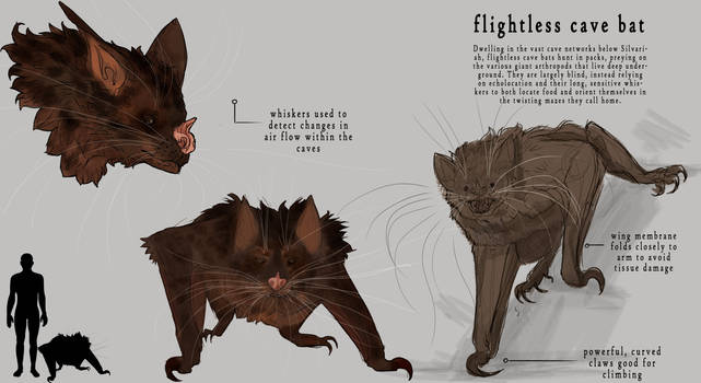 Flightless cave bat (creature design)