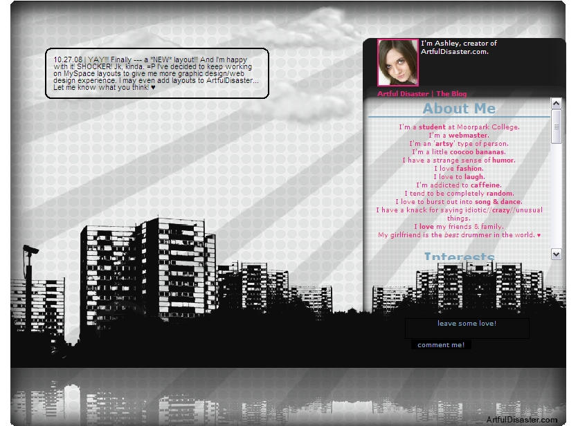 Disastrous City MySpace Layout by AshFont on DeviantArt