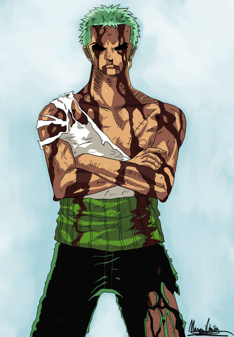 Zoro after receiving luffy's damage by feanor97 on DeviantArt