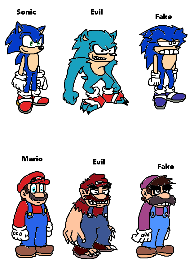 Evil and Fake but sonic and mario by StaminarDX on DeviantArt