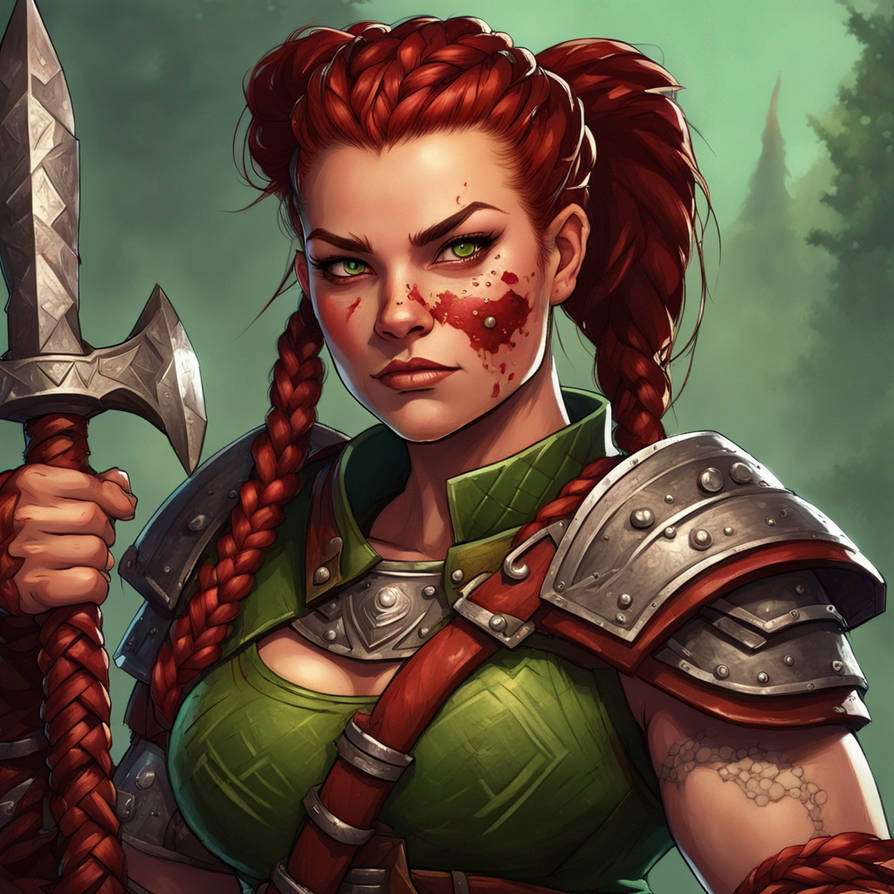 Female Thick Muscled Dwarf, Dark Red Hair In Braid by VannaRed on ...