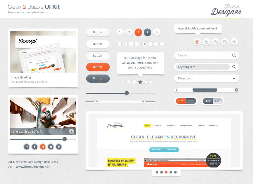 Freebies - Clean and Usable UI Kit by sunilbjoshi on DeviantArt