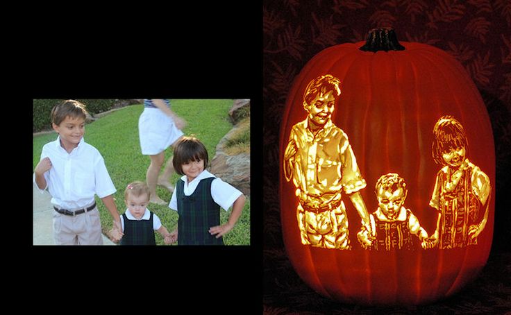 Three Kids - Carved Foam Pumpkin