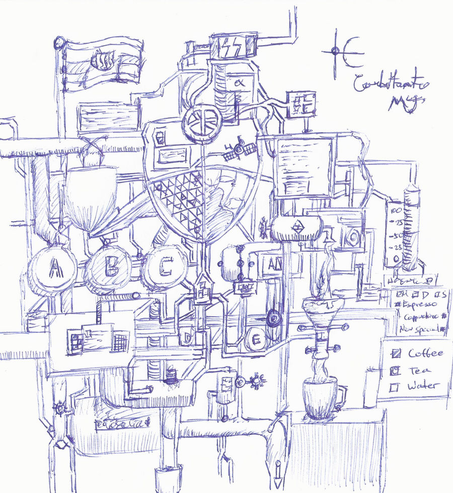 An Excessively Complicated Coffee Machine by Corbitanto on DeviantArt