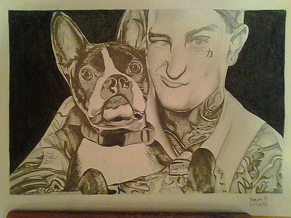 Mitch lucker  and His Dog - Pencil