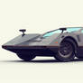 3D retro futuristic race car