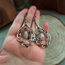 Earrings rose quartz copper brass