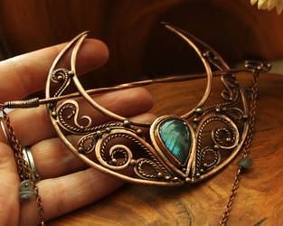 Hairclip Moon Copper Blue Labradorites