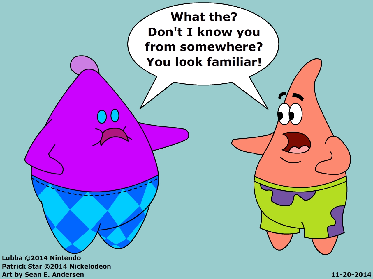 Lubba and Patrick Star meet