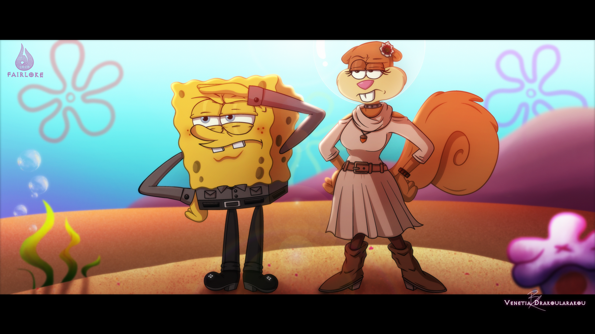 Sandy spongebob and 
