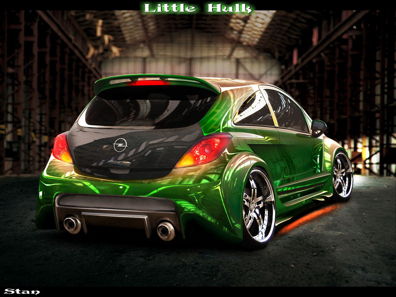 Opel Corsa Green Hulk - back