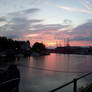 Red clouds over the river