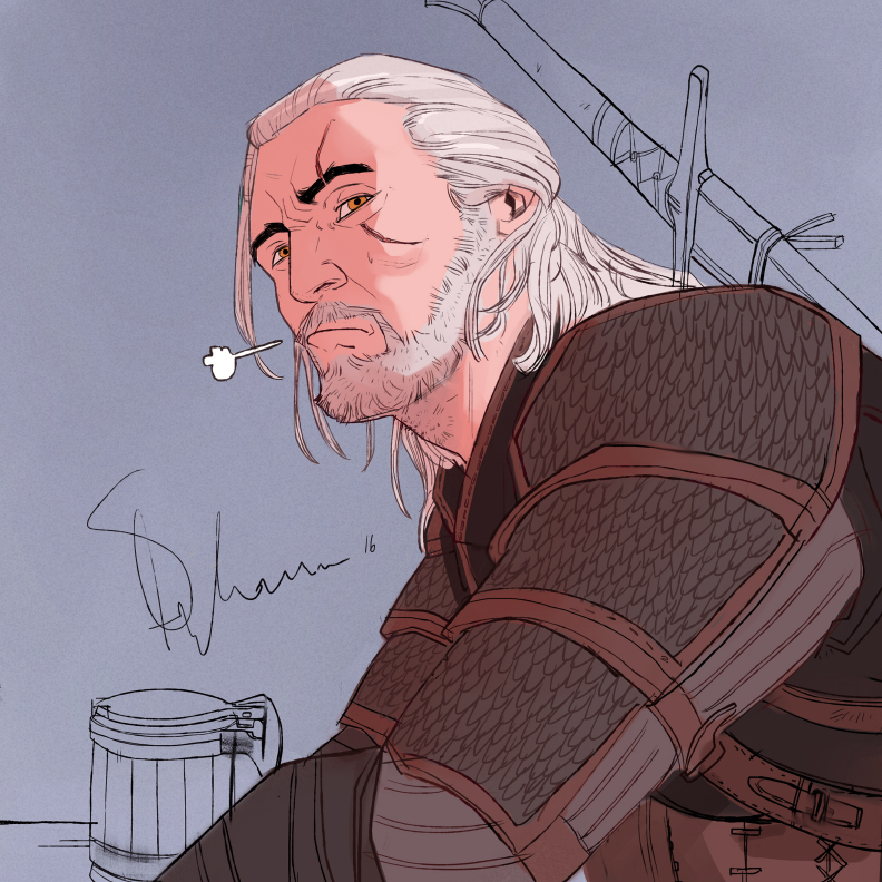 Geralt in a tavern