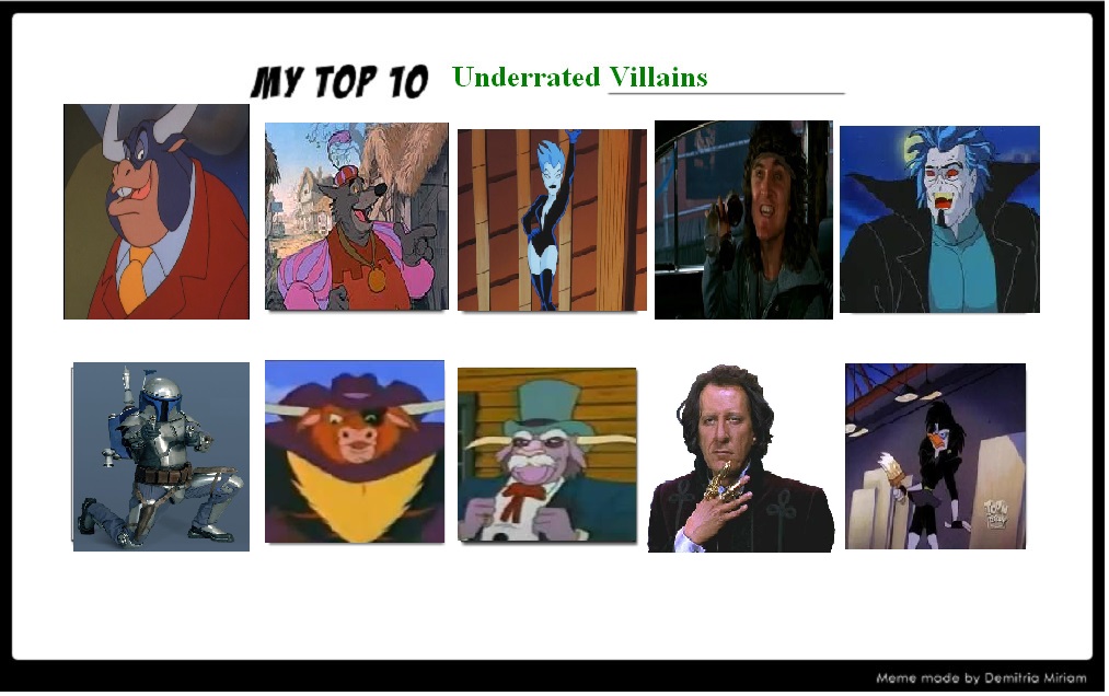 K-Dog0202's Top 10 Underrated Villians