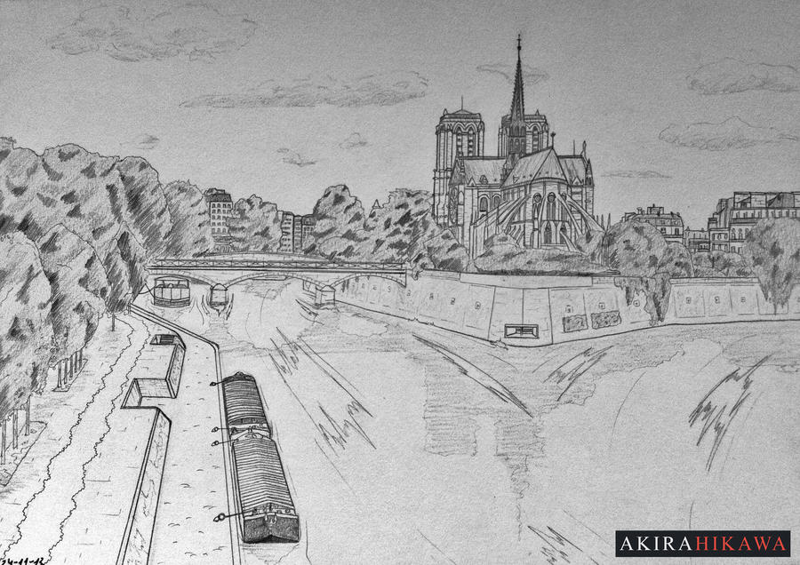 Notre-Dame de Paris and The Seine (Commission)