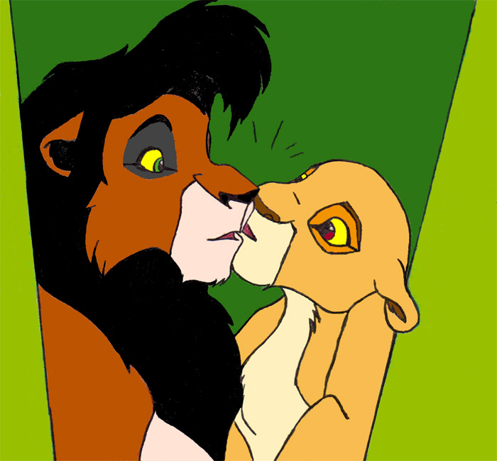 Kiara and Kovu kiss