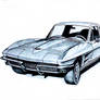 1963 Corvette  - Digitized Pencil Drawing 