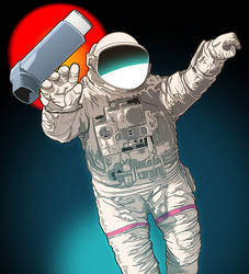 Astronaut with inhalator