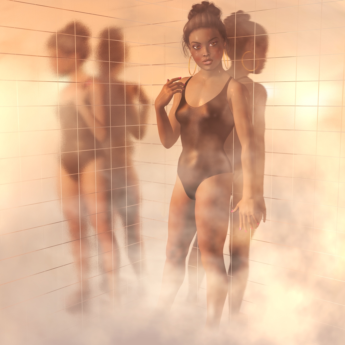 Nude Women In Bathroom Sexy In Steam Bath