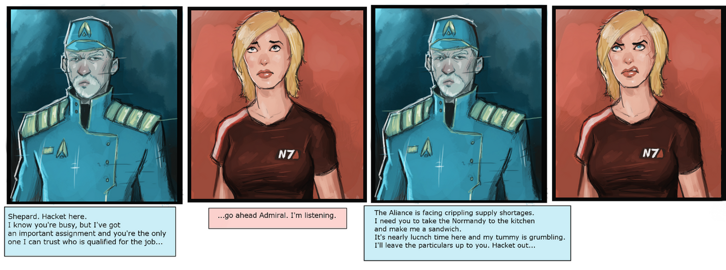 Admiral Hacket makes Shepard do everything. by clc1997 on DeviantArt