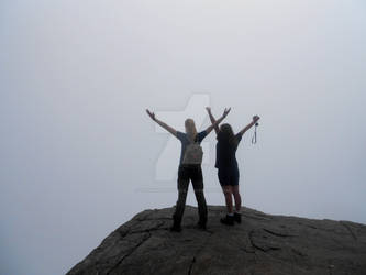 A cliff with mist