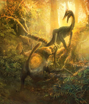Repenomamus vs Shenzhousaurus by Mark Witton