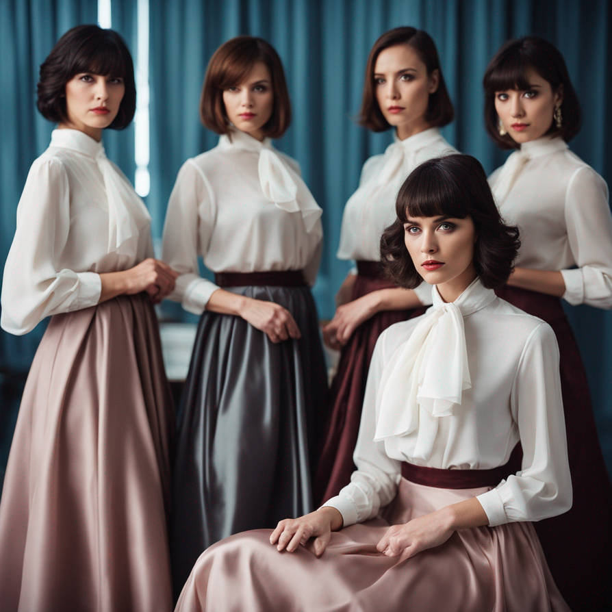 Five beautiful strict cruel young women school tea