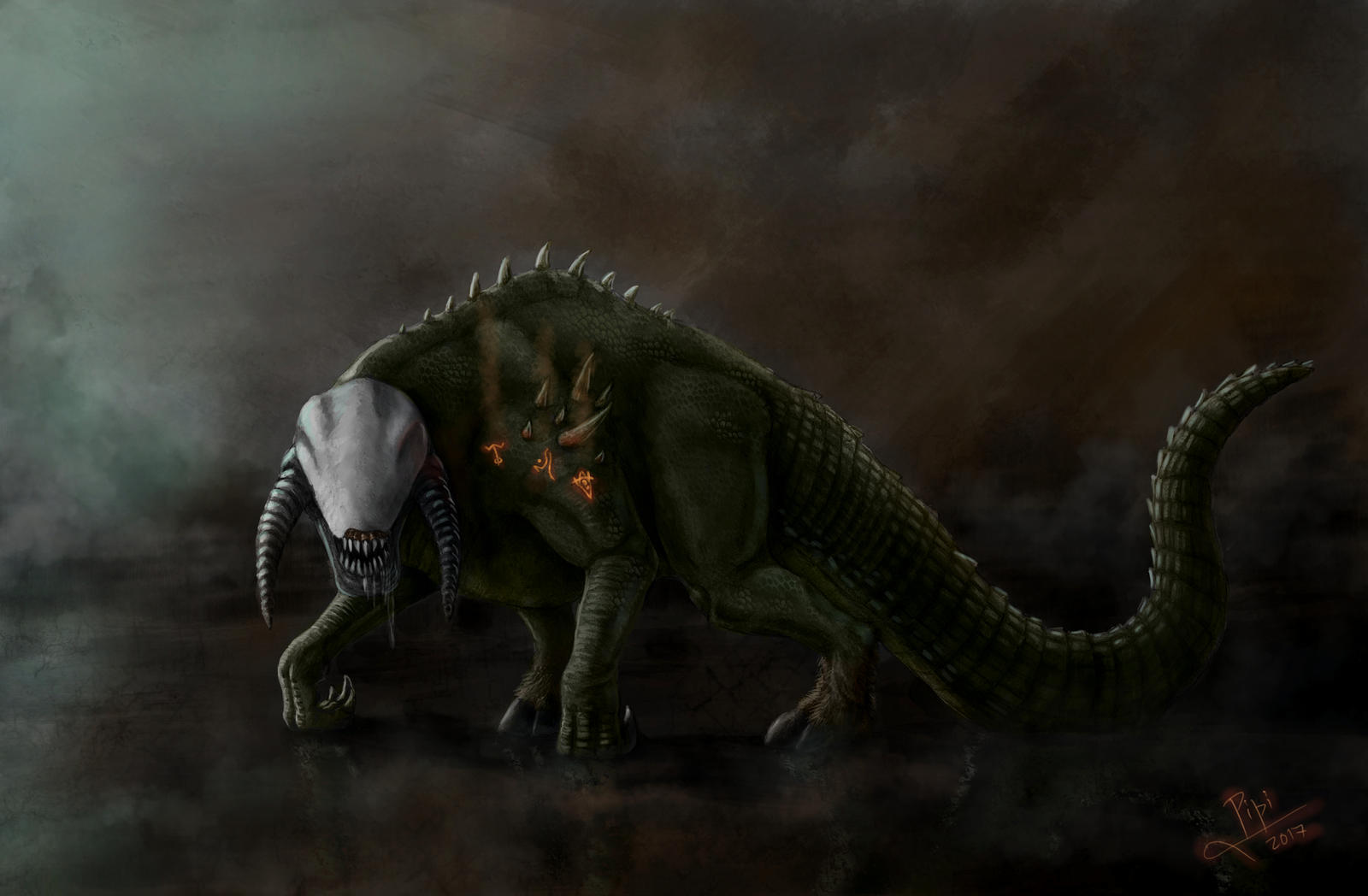 Face your demons, with color by Giganotosaur