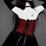 red back corset and white skin