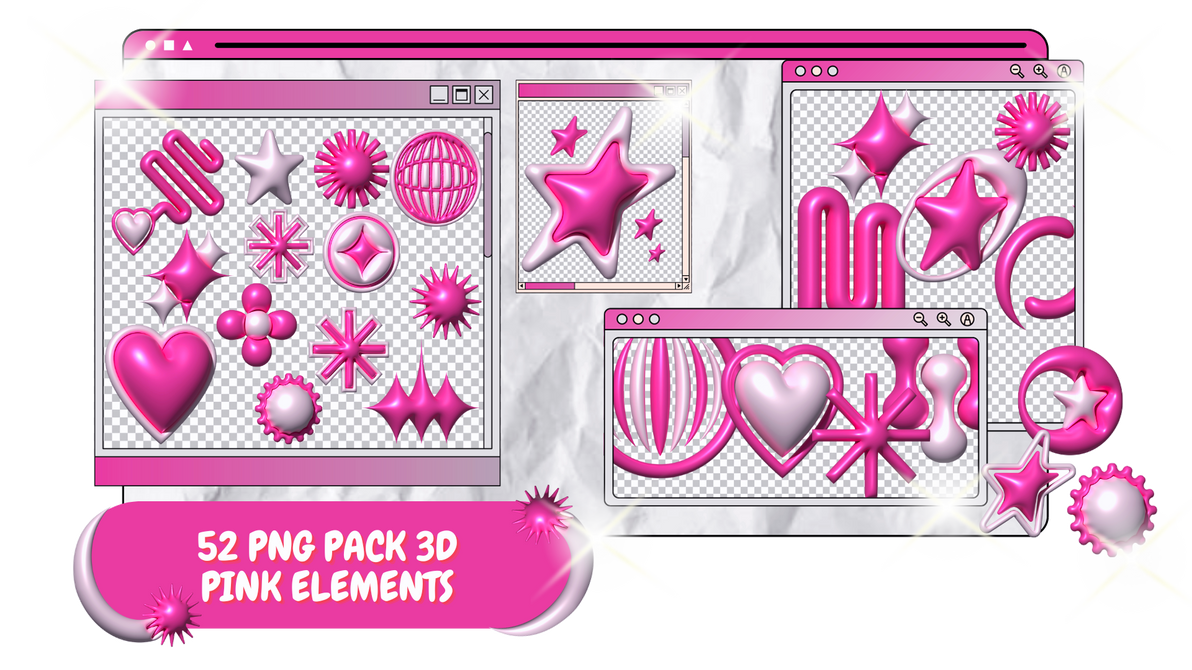 PNG PACK 3D PINK ELEMENTS by starcolors13 on DeviantArt