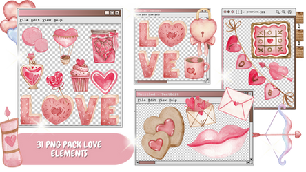 PNG PACK VALENTINE LOVE ELEMENTS