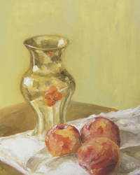 Vase with peaches