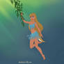 Jungle Aleu Swinging on a Vine in Mermaid Scene
