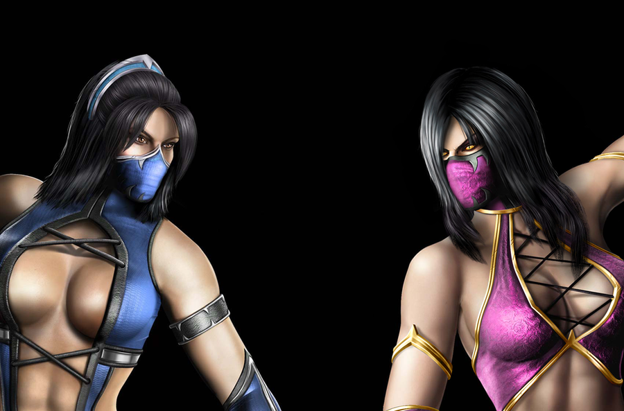 Blue for kitana green for jade pink for mileena red for skarlet. 