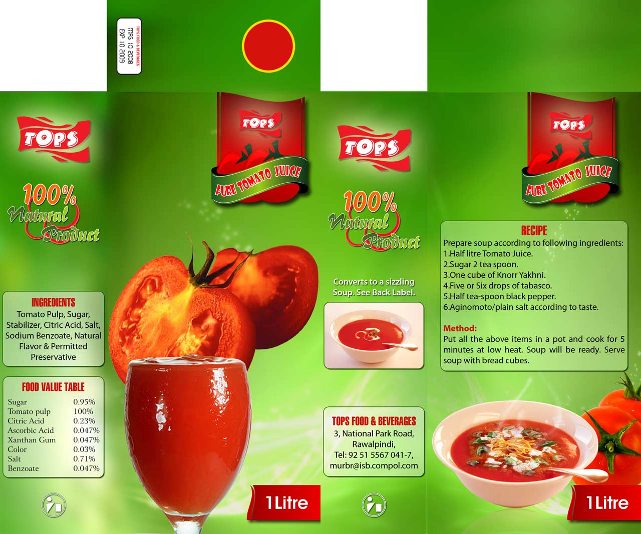 tomato juice packagigng