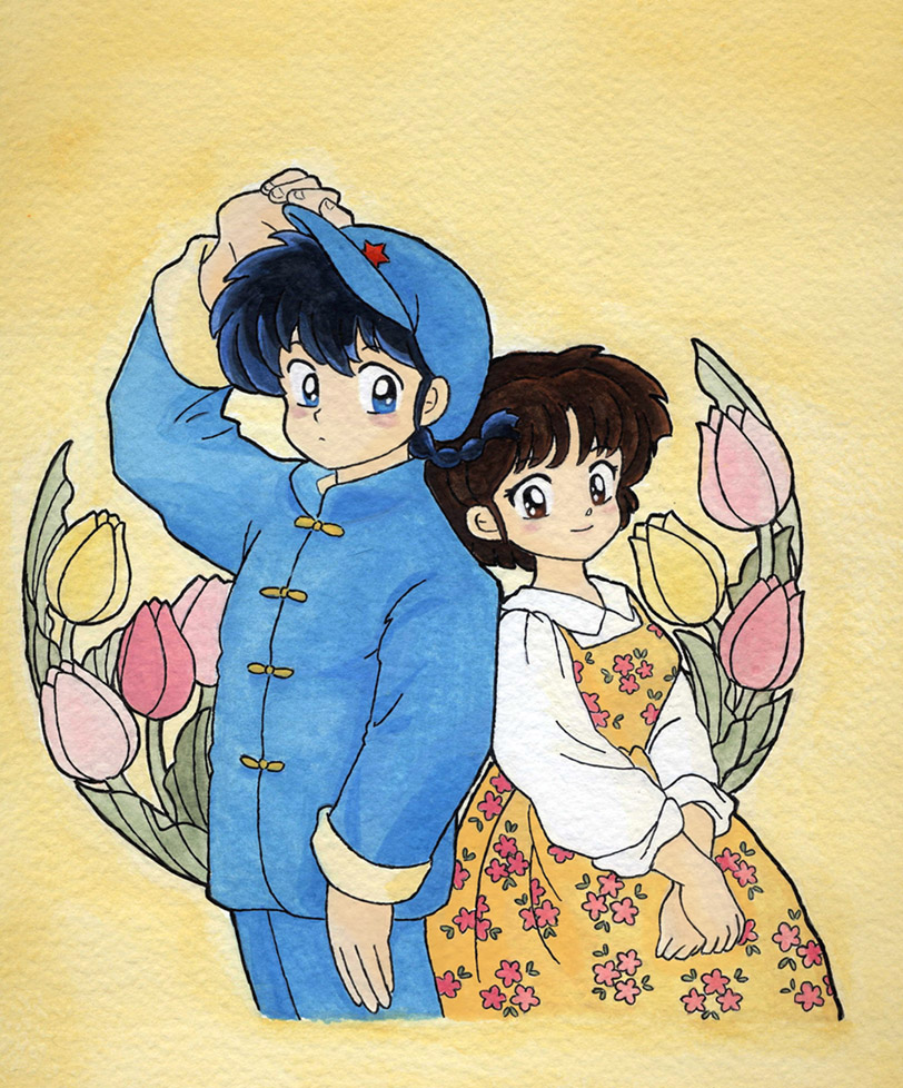 Akane Drawing Ranma Ranma and Akane - Flowers by Arwen-chan on DeviantArt