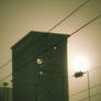 Train station lift in the mist