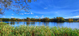 Magical lakeside landscape in autumn evening III