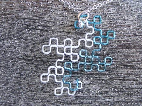 Ice Blue and White Nested Dragon Curves