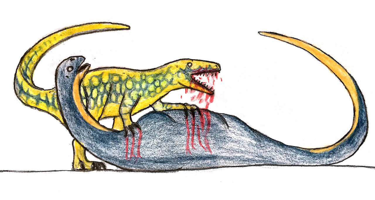 Dwarf Megalosaur and Dwarf Titanosaur by PLASTOSPLEEN on DeviantArt